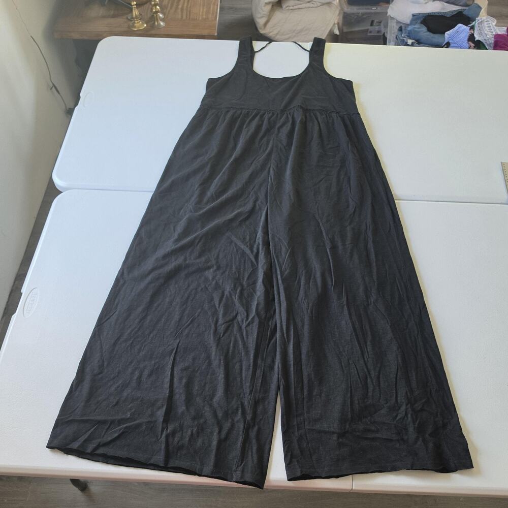 American Eagle Outfitters Jumpsuit Womens XL Black Wide Leg Scoop Neck Casual